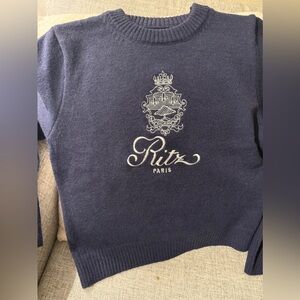 Paris Collegiate Hotel Sporty Old Money Luxury Preppy Sweater Sz S Embroidered